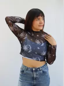 Top Transparente Manga Larga Sol y Luna COLORES AL AZAR - Multicolor - Ver 1