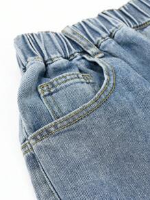 Chico preadolescente Pantalones desgarro Jeans suave recto de pierna ancha para primavera con otoño - Lavado ligero - Ver 9