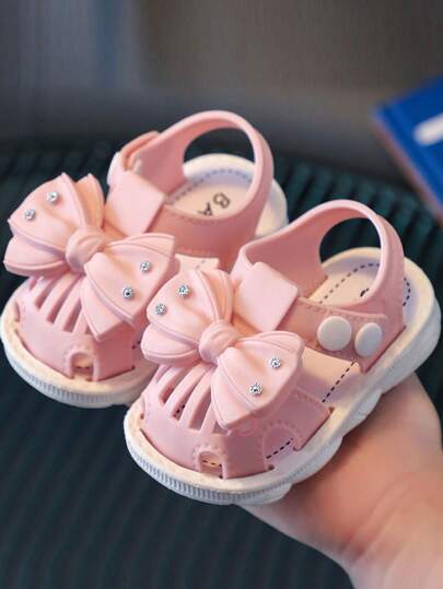 Zapatos Bebé Niña Con Diseño De Lazo Transpirable Sandalias Cierre De Gancho y Bucle Moda Cómodo Con Suela Blanda Para Exterior