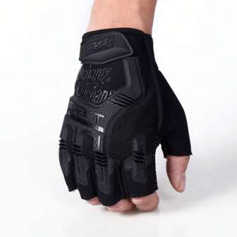 1set Men's Half Finger Sports Gloves With Design, Anti-slip & Wear-resistant, Suitable For Outdoor Training, Mountain Biking Use