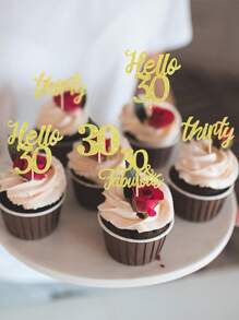 12 pièces Décorations à pique pour cupcakes 30e anniversaire Hello 30 Décorations de gâteau 30 et Magnifique Trente Fournitures de décoration de gâteau d'anniversaire de 30 ans, Noël