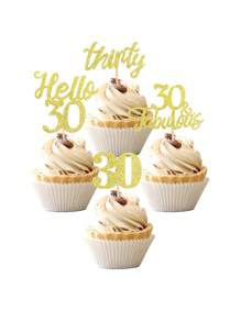 12 pièces Décorations à pique pour cupcakes 30e anniversaire Hello 30 Décorations de gâteau 30 et Magnifique Trente Fournitures de décoration de gâteau d'anniversaire de 30 ans, Noël