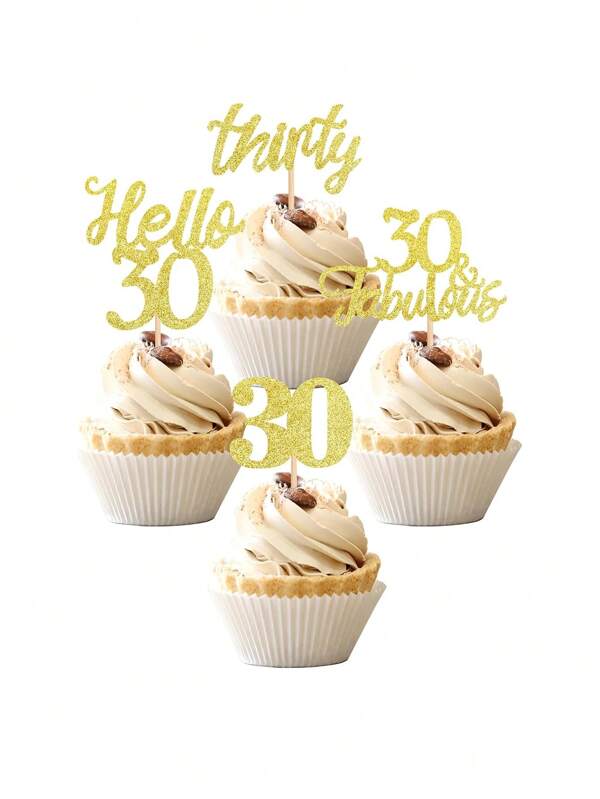 12 pièces Décorations à pique pour cupcakes 30e anniversaire Hello 30 Décorations de gâteau 30 et Magnifique Trente Fournitures de décoration de gâteau d'anniversaire de 30 ans, Noël