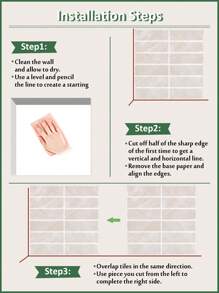10 件/套防水矩形图案 3D 纹理墙板 DIY 瓷砖，可移除自粘墙砖贴纸厨房浴室后挡板用于节日布置，翻新贴纸剥离墙板、墙纸、壁纸、春季装饰品让您的家焕然一新，拉玛装饰贴纸 - 米色 - 查看 9