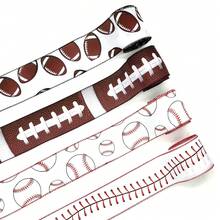 1 件 5 碼橄欖球有線絲帶球運動條紋印花絲帶滌綸有線邊緣粗麻布絲帶適用於橄欖球主題派對 Diy 橄欖球迷花環裝飾棕色 - 咖啡棕 - 查看 4