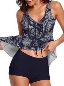 Tie Trước Xù Áo ba lỗ & Quần đùi nam Bikini Ba Lỗ Bộ - Nhiều màu - Xem 2