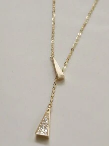 GAGAFEEL 1入款式奇特的925純銀鍍14k金三角形吊墜y型項鍊,可調節的鎖骨鍊項鍊,適合女性,適用於禮物、婚禮、訂婚和婚禮首飾 - 金色 - 查看 6