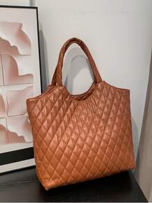 2pcs New Arrivals Fashionable Tote Bags With Wristlet, Large Capacity - Brown - View 6