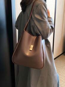 New Arrival Fashionable All-Season Solid Color Large Capacity Tote Bag, Water Bucket Shaped, Suitable For Casual And Commuting, Can Be Used As Shoulder Or Crossbody Bag For Women, Business Casual Woman Bag Perfect For Office Business And Work