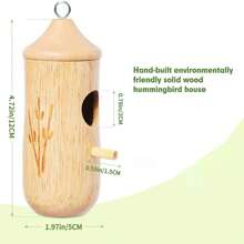1pc Wooden Outdoor Hanging Birdhouse For Hummingbirds - Beige - View 3