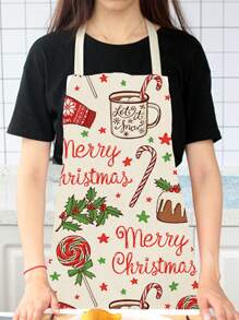 1 Miếng Lanh Giáng sinh vui vẻ Tạp dề Những quả bóng Vớ Con nai sừng tấm Ông già Noen - Màu xanh bạc hà - Xem 3