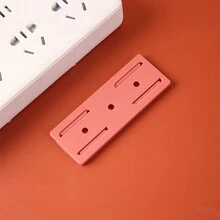 1pc Plug Fixator Wall Hanging Router Power Strip Fixing Artifact For Wall-mounted Power Outlet, Socket, Extension Cord, Etc. - Pink - View 2