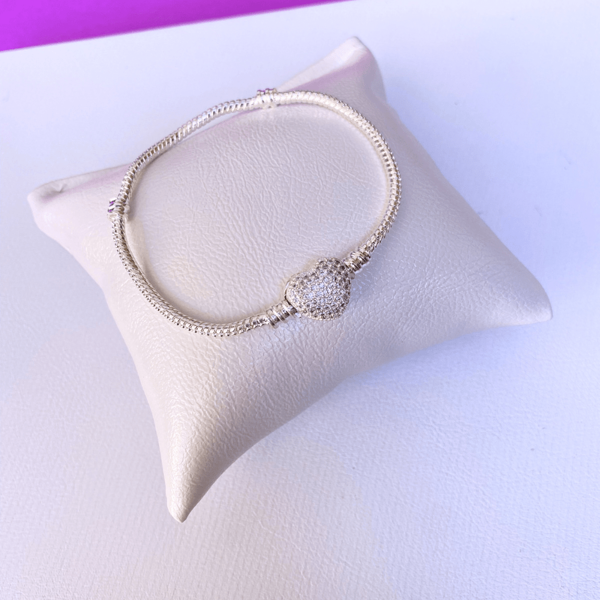 Pulseira para Berloques Coração Cravejado