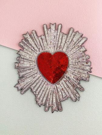 1pc Heart Shaped Embroidery Fabric Patch Summer, School