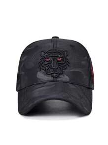 1 Piece Men's Hat Tiger Head Embroidery Cartoon Baseball Cap Solid Color Trucker Hat Outdoor Baseball Cap Casual - Black - View 3