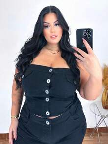Plus Size Women Tops - 黑色 - 查看 5