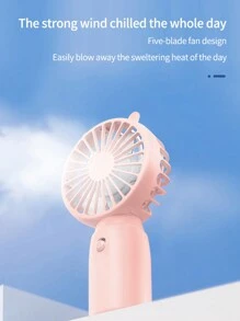1入組ABS迷你風扇，現代主義耳飾傢用手持風扇 - 粉色 - 查看 6