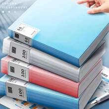 1pc A4 File Folder With Plastic Sleeves, 100pcs/30pcs Document Organizing Binder, Multiple Colors Available,Back To School,School Supplies - Green - View 3