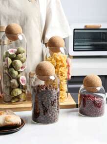 圓木蓋玻璃罐,適用於食品存儲 - 無色 - 查看 1