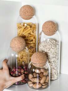 圓木蓋玻璃罐,適用於食品存儲 - 無色 - 查看 3