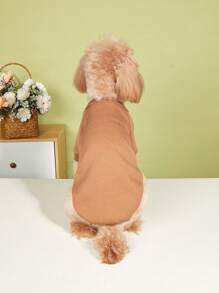 1pc Autumn/Winter New Arrival Pet Clothes In Coffee Color – Different Styles Available - Fashionable & Classic Solid Color Warm Sweatshirt For Chihuahua, Poodle, Bichon Frise - Coffee Brown - View 2