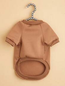 1pc Autumn/Winter New Arrival Pet Clothes In Coffee Color – Different Styles Available - Fashionable & Classic Solid Color Warm Sweatshirt For Chihuahua, Poodle, Bichon Frise - Coffee Brown - View 3