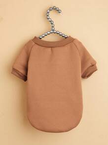 1pc Autumn/Winter New Arrival Pet Clothes In Coffee Color – Different Styles Available - Fashionable & Classic Solid Color Warm Sweatshirt For Chihuahua, Poodle, Bichon Frise - Coffee Brown - View 5