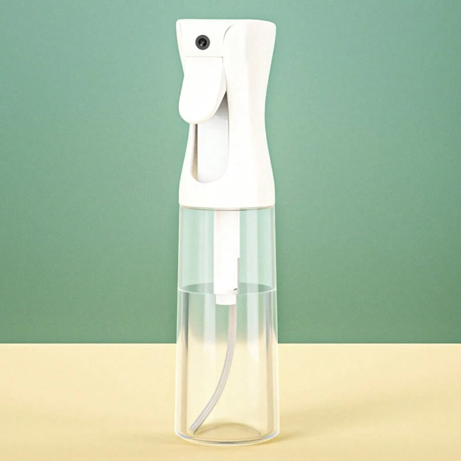 1入裝300毫升塑料連續噴霧水瓶,頭髮噴霧器,白色,超細,有機溶劑和壓力噴霧器,帶泵,適用於造型師、沙龍、理髮師