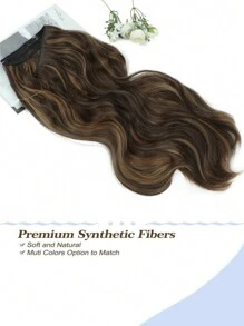 Extensión De Cabello Sintético Ondulado En Tono Marrón Miel Con Destellos Y Clips Para Uso Diario - Color Piano - Ver 2