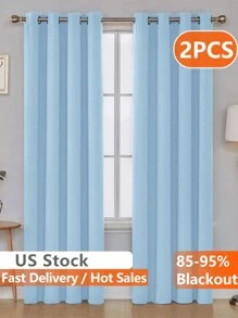 Estelar Textiler 2 Panels Solid Thermal-Insulated Blackout Curtains For Bedroom And Living Room For Protection Against Ultraviolet Rays,