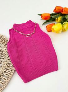 Women Knit Tops - 玫紅色 - 查看 1