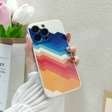 1入簡單漸變彩虹波浪畫面手機殼：液態TPU防衛外殼，防震，防摔，適用於蘋果iPhone 14/13/12/11/Pro/Max/7plus/8plus/X/Xr/Xs Max/14plus - 彩色 - 查看 3