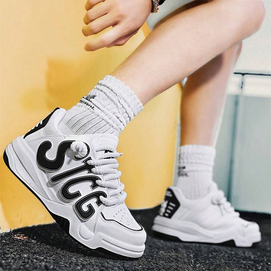 Nam Linh hoạt Hợp thời Thoải mái Giải trí Giày thể thao - Đen và trắng - Xem 1