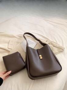 New Arrival Fashionable All-Season Solid Color Large Capacity Tote Bag, Water Bucket Shaped, Suitable For Casual And Commuting, Can Be Used As Shoulder Or Crossbody Bag For Women, Business Casual Woman Bag Perfect For Office Business And Work