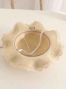 1set Girls' Cherry Princess Style Weaved Hat With Cute Bag, Sun Hat For Beach And Daily Wear, Summer - Beige - View 3