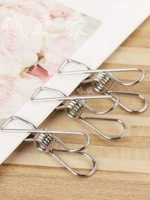 1套/銀色不銹鋼素色線夾、衣服防摔夾、防風晾衣夾、不銹鋼襪晾衣夾、小內衣夾/不含其他配件/20入組 - 銀色 - 查看 3