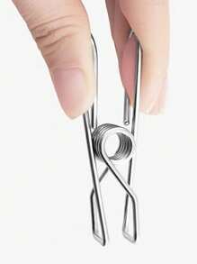 1套/銀色不銹鋼素色線夾、衣服防摔夾、防風晾衣夾、不銹鋼襪晾衣夾、小內衣夾/不含其他配件/20入組 - 銀色 - 查看 5