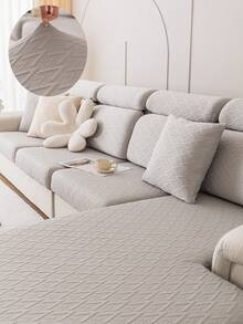 1件全通季節彈性織面沙發罩,帶有現代風格的防滑沙發保護套,適用於l型沙發和1/2/3/4座椅,客廳家具 - 淺灰色 - 查看 1