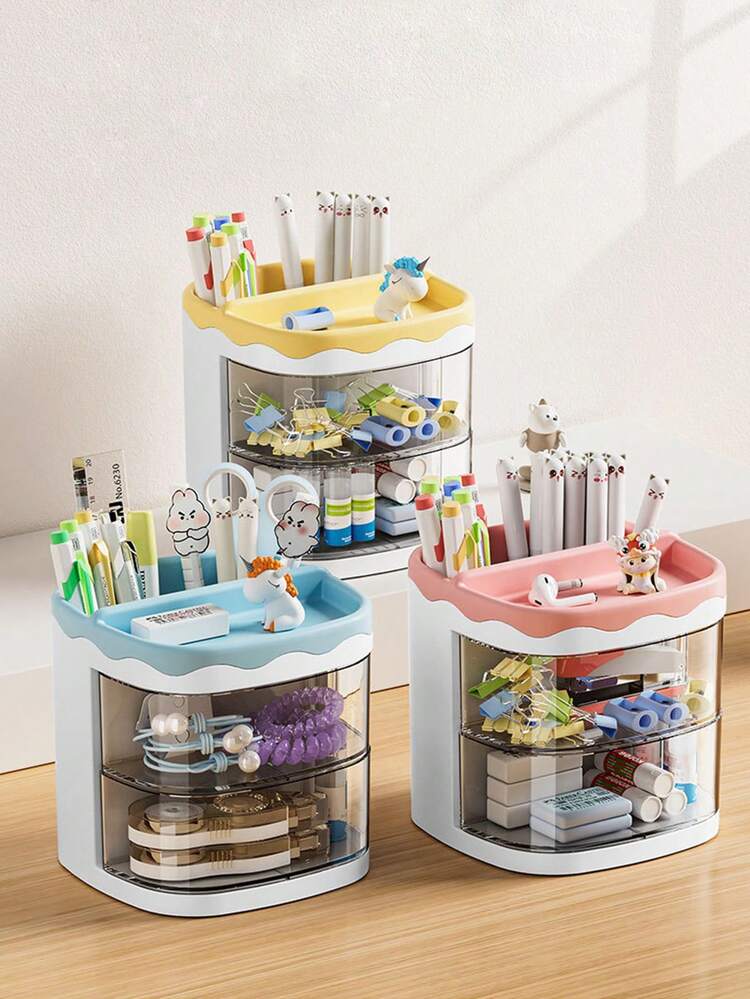 卓上ペン立て ステーショナリー オーガナイザー クリア シンプル