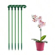 5包11英寸塑膠植物,隱形植物支撐棍棒帶環適用於室內戶外植物,植物支撐合適的適用於盆栽植物花卉牡丹百合玫瑰番茄 - 綠色 - 查看 1