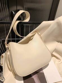 1pc Fashionable Simple Style Shoulder Bag Suitable For Women's Daily Use And Outdoor Activities - Beige - View 2