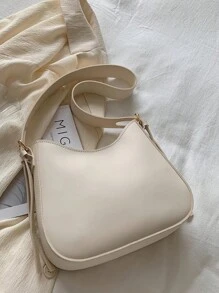 1pc Fashionable Simple Style Shoulder Bag Suitable For Women's Daily Use And Outdoor Activities - Beige - View 4