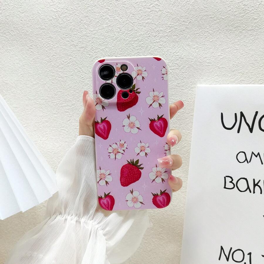 1入創意草莓畫手機殼：液體TPU防震保護套，適用於蘋果iPhone 14/13/12/11/Pro/Max/7 Plus/8 Plus/X/Xr/Xs Max/14 Plus - 彩色 - 查看 1