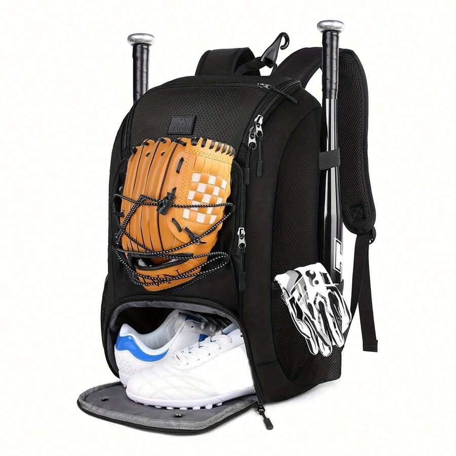 MATEIN Mochila de béisbol con portabates y compartimento para zapatos, para jóvenes, niños y adultos, bolsa de béisbol ligera con gancho de cerca para sujetar bates de T-Ball, guantes de bateo, cascos, gorras, equipo de camiseta-ball, regalo de Navidad, Año Nuevo, cumpleaños
