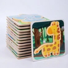 2 rompecabezas de madera con cocodrilo y avion madera - Multicolor - Ver 3