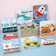 2 rompecabezas de madera con cocodrilo y avion madera - Multicolor - Ver 7