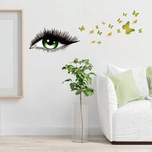 1pc Green Butterfly Eyes Wall Sticker For Home Decoration - Multicolor - View 4