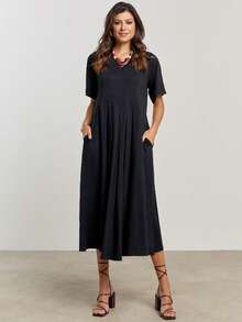 Women Sweater Dresses - 黑色 - 查看 4