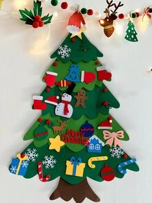1set 32pcs 100cm Diy Felt Christmas Tree For Toddlers With Detachable Ornaments, Perfect Decoration For Boys/girls Christmas Gifts, Home/door Wall Decor - Multicolor - View 2