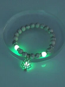Nooxian 1pc Yoga/Meditation Glow In The Dark Lotus Beaded Bracelet For Women (Random Bead Count) - Multicolor - View 13